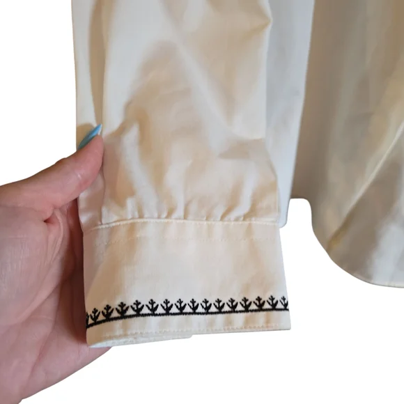 Vintage Embroidered Beige Cardigan Knit Sweater Vest with Dog Embroidered Blouse - Picture 8 of 9